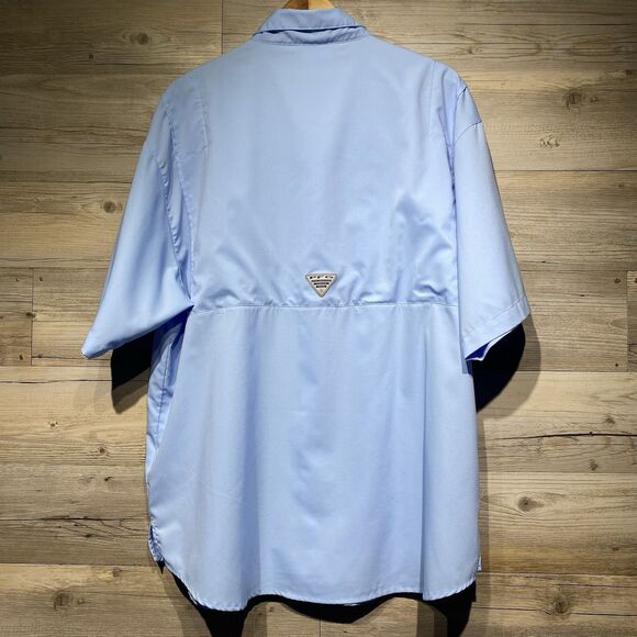 Columbia PFG Crystal Springs Short Sleeve Shirt Size XL Blue Fishing Vented - Picture 2 of 10